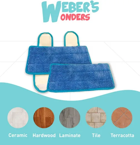 Miniatura 2 de Paquete de 4 almohadillas de microfibra Weber's Wonders para trapeador, lavables, reutilizables, duraderas, compatibles con cabezales Swiffer