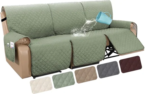 Miniatura 7 de H.VERSAILTEX Funda reclinable 100% impermeable de 1 pieza para sofá reclinable de 3 cojines, funda protectora de muebles con respaldo antideslizante