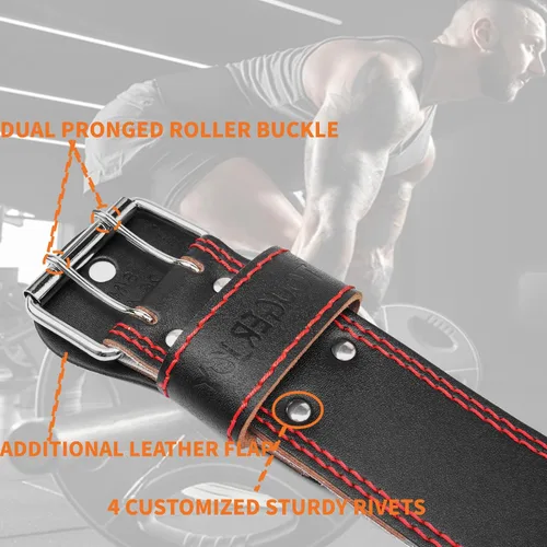 Miniatura 8 de Genuine Leather Weight Lifting Belt for Men Double Prong Power Belt Heavy Duty - Strong, Stabilizing Back Support for Deadlifts, Squats Powerlifting