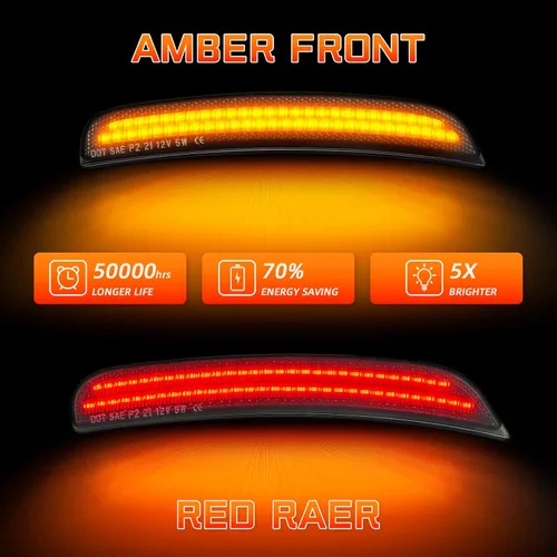 Miniatura 2 de Luces LED de posición laterales compatibles con Dodge Charger 2015 2016 2017 2018 2019 2020 2021 luces de parachoques delantero trasero paquete de 4