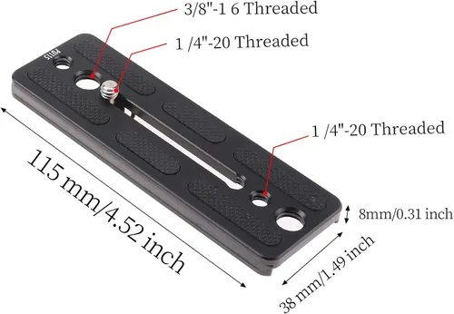 Miniatura 2 de FocusFoto Placa de liberación rápida de 4.528 in para DJI Ronin SC Gimbal Estabilizador Cámara Arca-Swiss Standard Tripod Ballhead (PU115)