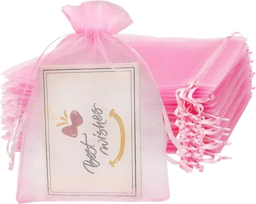 Miniatura 12 de Jexila 100 bolsas de regalo de organza dorada de 4 x 6 pulgadas, pequeñas bolsas de malla con cordón, bolsas para joyas, bodas, fiestas, bolsas