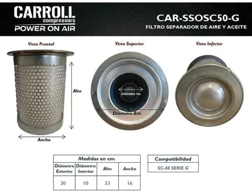Miniatura 3 de SC-75, SC-100 Screw Compressor Oil Separator Filter.