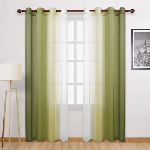 Miniatura 39 de DWCN Cortinas Transparentes de Lino Sintético Negro Degradado Ombré - Cortinas Semi Transparentes de Gasa con Ojales en la Parte Superior