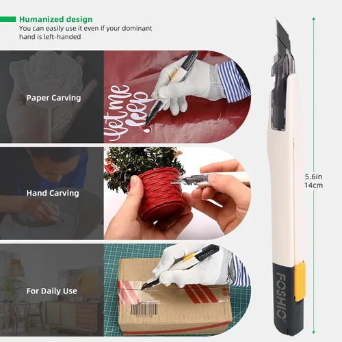 Miniatura 5 de FOSHIO Cuchillo de manualidades para arte, manualidades, fabricación de modelos, cuchillo utilitario retráctil con bloqueo automático con 10