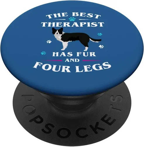 Border Collie Dog Gift Love Dogs Drawing PopSockets - Agarre y soporte para teléfonos y tabletas, Negro