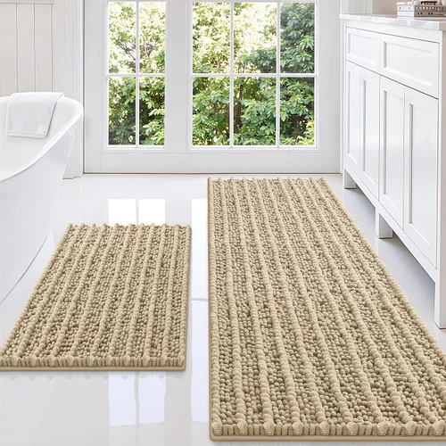 Miniatura 20 de Smiry Juego de 2 alfombras de baño, suaves y absorbentes, parte trasera de goma antideslizante, lavables a máquina, juego de alfombras de baño