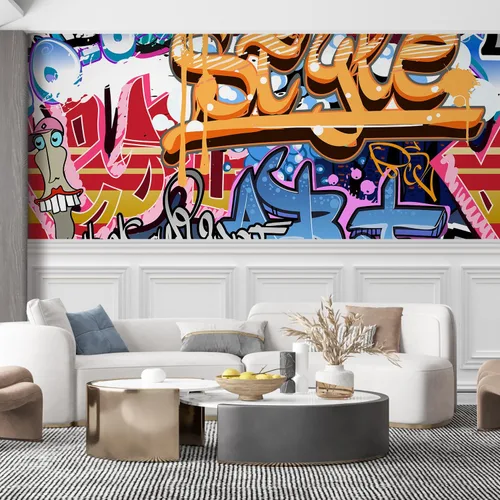 SIGNFORD - Papel tapiz colorido diseño de graffiti, removible para dormitorio o sala de estar, 66 x 96 pulgadas Graffitis-1911-m04