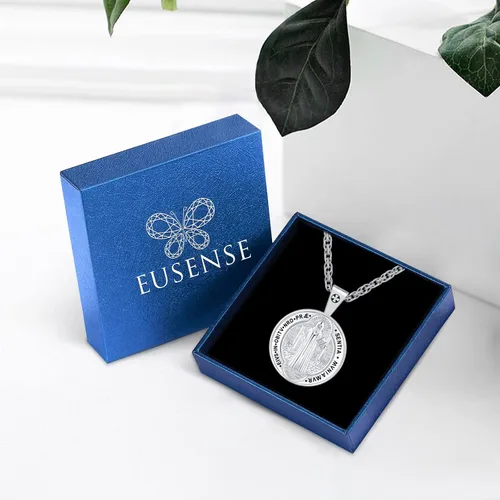 Miniatura 7 de Eusense San Miguel San Cristóbal San Benito San Judas Virgen María Collar chapado en oro 925 joyería religiosa para hombres y mujeres, collar