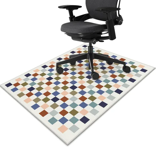 Miniatura 7 de Tapete para silla de oficina para suelo de madera dura, a cuadros negros y blancos, 36 x 48 pulgadas, tapete antideslizante para silla