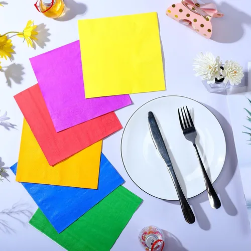 Miniatura 3 de Sherr 240 servilletas de almuerzo multicolor desechables arco iris, suministros para fiestas, papel neón pastel, servilletas de cóctel de 2 capas