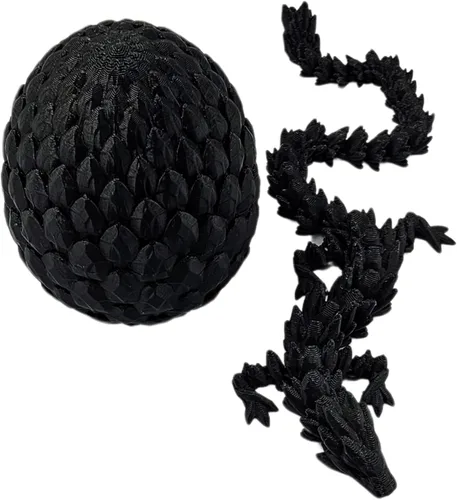 Miniatura 3 de Huevo de Dragón Impreso en 3D Articulado Piedra Preciosa Dragón Juguete de Ansiedad Figurina - Dragones de Color Vibrante Flexibles Alivio para Rojo