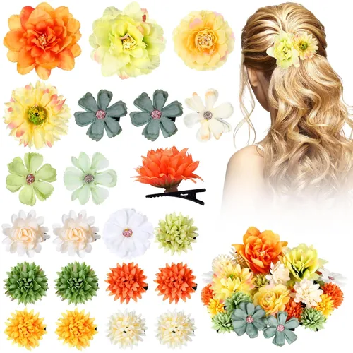 Miniatura 9 de BBTO 21 piezas pinzas para el pelo con diseño de flores, pasadores para el cabello con rosas, diademas para mujer, accesorios de flores, estilo Azul