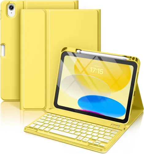 Miniatura 16 de Hamile Funda para iPad de 11ª y 10ª Generación con Teclado - 7 Colores Retroiluminados Inalámbrico Desmontable Funda Folio con Teclado y Soporte