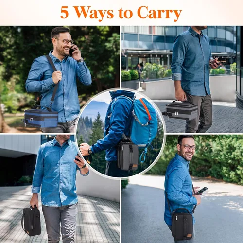 Miniatura 3 de Lifewit Lonchera expandible para hombres, bolsa de almuerzo aislada, bolsa enfriadora portátil con correas para el hombro y 2 paquetes de hielo