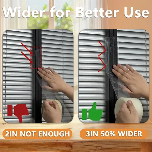 Miniatura 4 de SWRT Cinta de Sellado de Ventana Transparente de Uso Pesado de 3" x 30 YD 8 Mil para Intemperie, Aislamiento de Ventana Sin Residuos para Invierno
