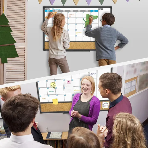 Miniatura 7 de XBoard Calendario de Pizarra Blanca de Borrado en Seco 36 X 24 Pulgadas - Calendario Combinado de Pizarra Blanca Mensual, Pizarra Blanca Magnética +