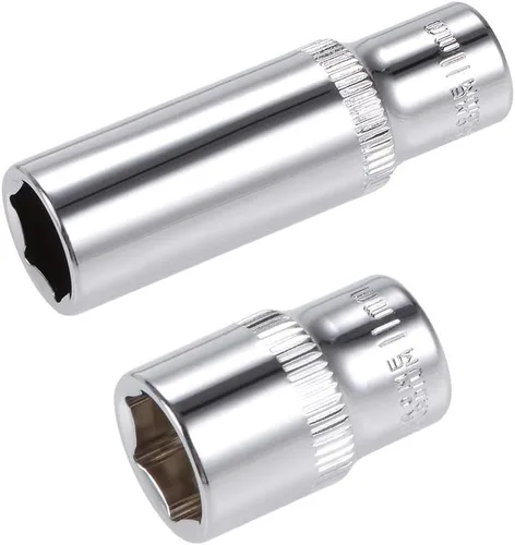 uxcell Juego de 2 llaves de vaso de 1/4 pulgadas por 0.433 in de profundidad y poco profunda, Cr-V, 6 puntos, métrico