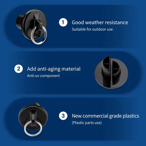 Miniatura 3 de Tapa de extremo con anillo, resistente a la intemperie, para persianas enrollables Coolaroo, para exteriores, persianas enrollables (negro, 1 par)