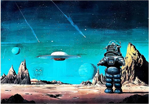Miniatura 7 de The Art Stop ROBBY ROBOT PROHIBIDO PLANETA ESTRELLAS ESTRELLAS SCI FI MARCO IMPRESIÓN FOTO F12X551