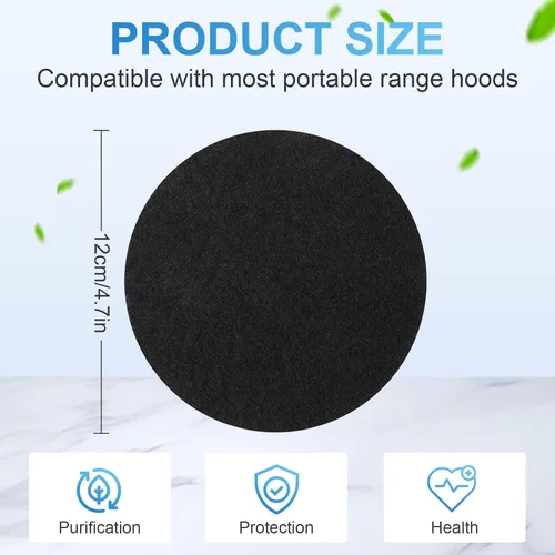 Miniatura 2 de Capoda Juego de 6 filtros de repuesto de carbono para campanas extractoras portátiles, filtros circulares de carbón activado para eliminación