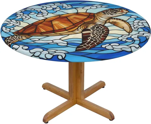 Miniatura 55 de Futterya Decorative Round Tablecloth Fitted Elastic Waterproof Table Cloth Cover Stretch Table Pad Cover for Parties Weddings Banquet Outdoor Events