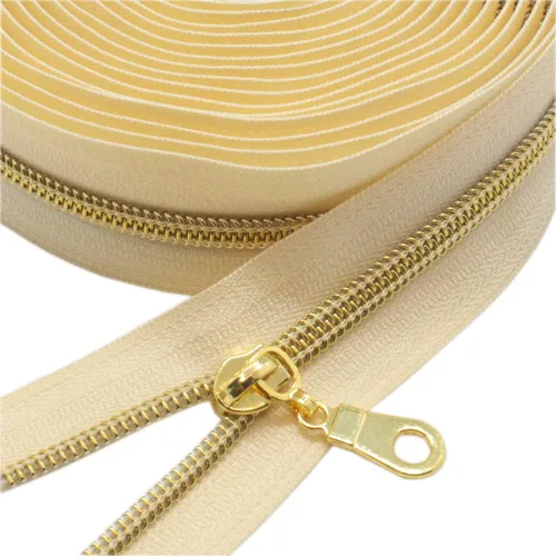 Miniatura 18 de YaHoGa #5 Cremalleras metálicas de nailon color latón antiguo de The Yard Bulk Cinta beige de 10 yardas con 25 unidades de tiradores para costura