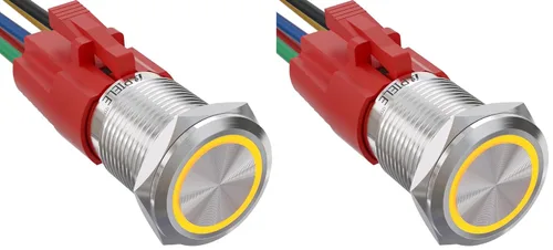 Miniatura 18 de APIELE - Interruptor de botón de encendido de pestillo de 16mm, 12 V CC, carcasa negra con cabeza de ojo de ángel LED para orificio de montaje