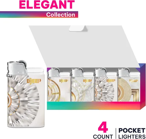 Miniatura 2 de DJEEP Encendedores de bolsillo, Colección Elegante con textura metálica, Encendedores únicos marmoleados, Paquete de 4 unidades de encendedores