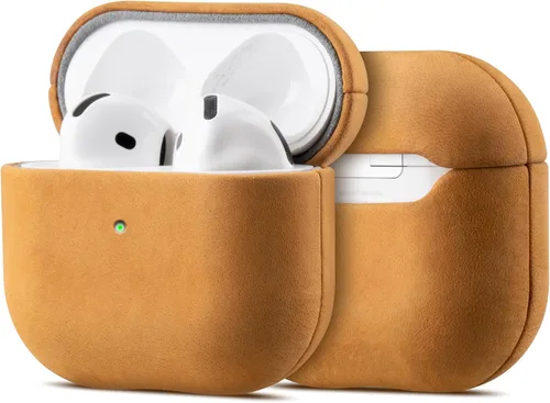 Miniatura 21 de Maogoam Funda de cuero para AirPods Pro 2 con botón, funda de piel auténtica de cera de aceite curtido vegetal para AirPods Pro 2ª