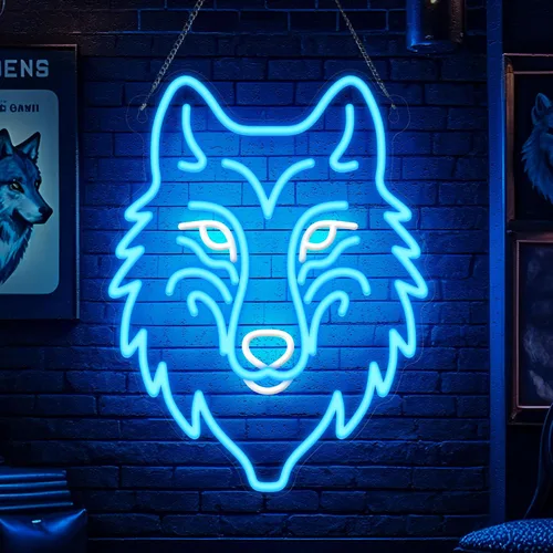 Miniatura 9 de CoolGift Mart Letrero de neón de lobo, luz LED regulable, decoración de pared de animales, regalo de Navidad, regalos de cumpleaños para niños