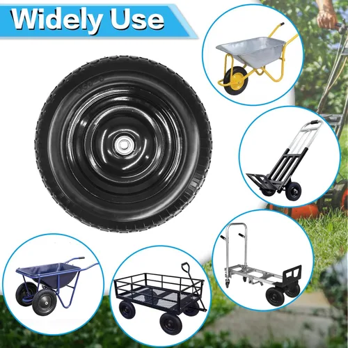 Miniatura 3 de Neumático sólido sin pinchazos de 14.5" 4.80/4.00-8 y rueda con rodamiento de 3/4 y 5/8, cubo centrado de 3" -6" para carrito de patio, vagón