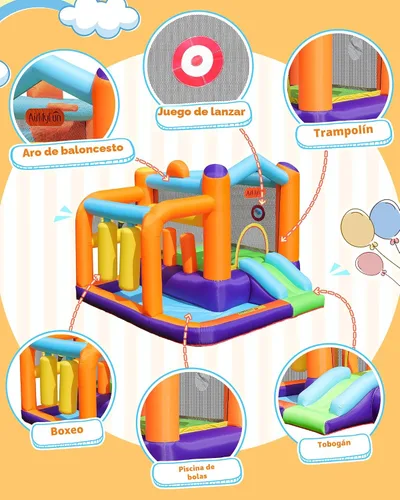 Miniatura 3 de Casa inflable para rebotar, casa de rebote de doble diapositiva para niños grandes, castillo de salto de osos 6 en 1 con soplador 450, cojín