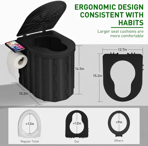 Miniatura 2 de Portable Camping Toilet with Pop-Up Privacy Tent, 12-inch Toilet Seat, Outdoor Portable Folding Toilet Potty for Adults Load Capacity of 400 Lbs