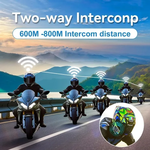 Miniatura 3 de Casco de motocicleta con auricular Bluetooth, intercomunicador Bluetooth, 2 conductores, cancelación de ruido, sistemas de comunicación