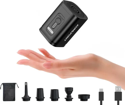 Mini bomba de aire eléctrica portátil para inflables, 5 boquillas universales, inflador recargable, inflador rápido, desinfla flotadores de piscina,