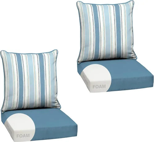 Miniatura 13 de Arden Outdoor Deep Seat Cushion Set, 24 x 24 pulgadas, Cojín para exteriores resistente al clima, a la lluvia y a la decoloración para silla, sofá