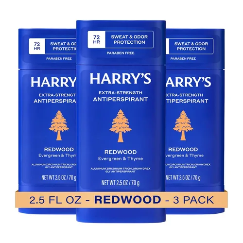Harry's Desodorante antitranspirante extra fuerte, antitranspirante para control del sudor y el olor para hombres, secuoya, 2.5 onzas, paquete de 3