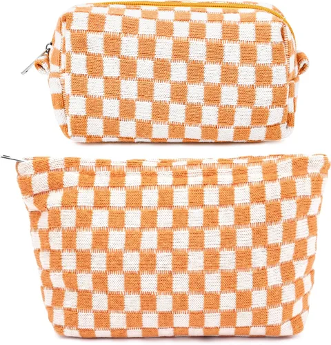 Miniatura 51 de SOIDRAM 2 piezas de bolsa de maquillaje con flores, gran bolsa de cosméticos de corduroy de gran capacidad, bolsa de lona mixta, bolsa de viaje