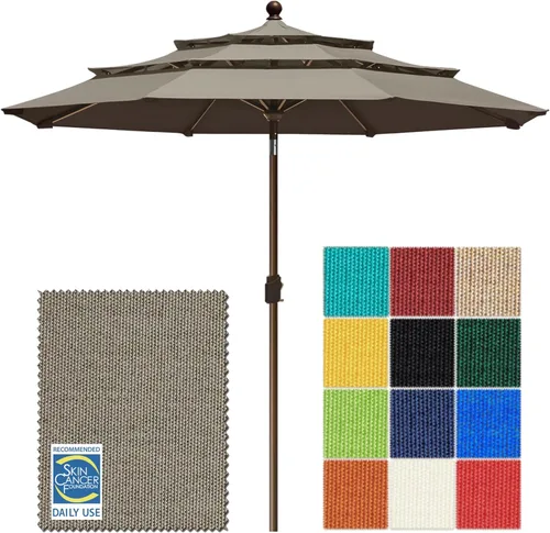 Miniatura 29 de EliteShade USA Sombrilla de Mercado de 10 Años Sin Decoloración de 9 Pies 3 Niveles Sombrilla de Patio Sombrilla de Mesa para Exteriores con Beige
