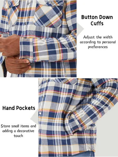 Miniatura 3 de MAGCOMSEN Chaqueta tipo camisa de franela para hombre con forro acolchado de manga larga a cuadros, con botones, gruesa, para invierno