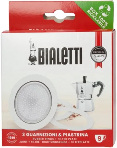 Miniatura 5 de Bialetti Piezas de repuesto, incluye 3 juntas y 1 plato, compatible con Moka Express, Fiammetta, Break, Happy, Dama, Moka Melody, Alpina, Moka Timer