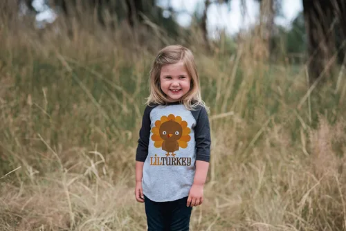 Miniatura 6 de 7 ate 9 Apparel Camisa estilo raglán gris para bebé niño, con diseño de pavo pequeño de Acción de Gracias