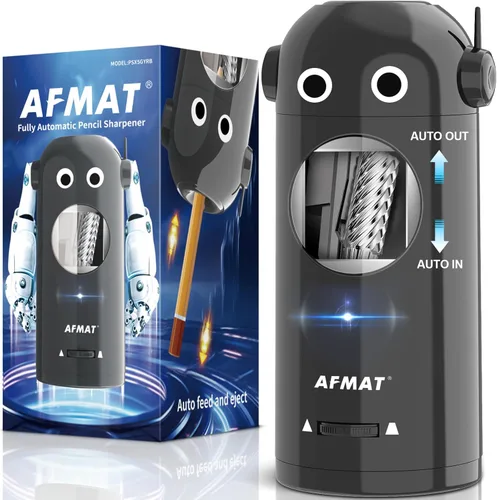 Miniatura 7 de AFMAT - Sacapuntas eléctrico para lápices de colores 7-11.5mm, sacapuntas robot totalmente automático, entrada y salida automática, recargable sin