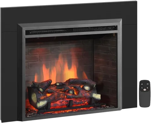 Miniatura 12 de PuraFlame - Inserto eléctrico de chimenea occidental con sonido crepitante de fuego, control remoto, 750/1500 W, negro, 22 53/64 pulgadas de ancho x