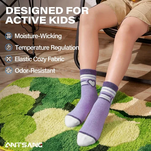 Miniatura 73 de ANTSANG Calcetines de Lana, Calcetines Térmicos Cálidos y Gruesos Tipo Crew Boot para Niños Pequeños, Niños y Niñas, 6 Pares