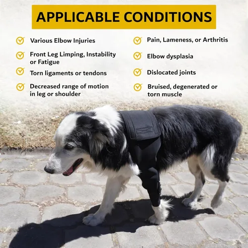 Miniatura 8 de AGON Codera para perro para soporte de codo - Estabilizador de bisagra ajustable protector de codo para perro - Soporte de codo de neopreno