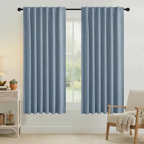 Miniatura 45 de RYB HOME Cortinas cortas opacas 100% marrones, 45 pulgadas de largo, 52 pulgadas de ancho, bloqueo de luz y aislamiento térmico para cocina