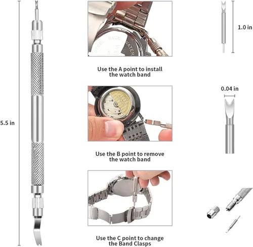 Miniatura 4 de Kit de reparación de reloj, kit de herramientas de extracción de eslabones de reloj, kit de herramientas de tamaño de reloj para kit de cambio