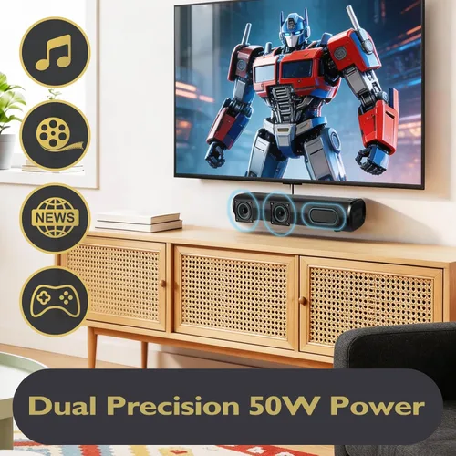 Miniatura 5 de LEMEGA Barra de sonido Edge X1 2.0 para TV con HDMI ARC, potente altavoz RMS de 50 W, transmisión Bluetooth, óptica, AUX y USB, barra de sonido